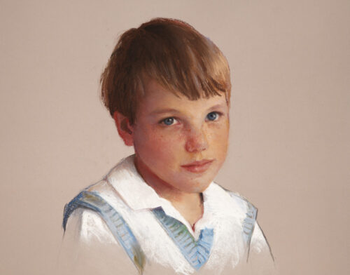 little boy painting, oil pastel portrait, family portrait painting, childrens portrait artist, timothy chambers, portrait artist for hire